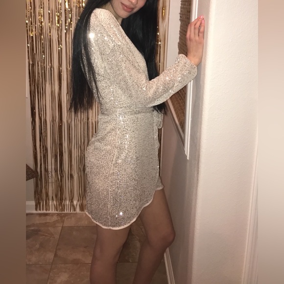 Sequin Wrap Style Dress - Picture 3 of 3